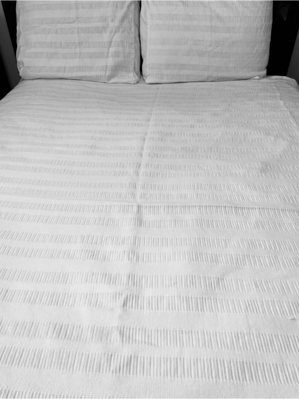 West Elm Dobby White Ladder Stripe Organic Cotton Queen Size Duvet & Shams